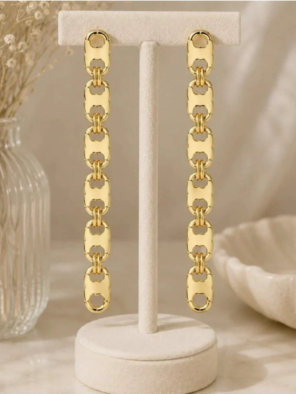 Gold Link Drop Earrings - Women Jewelry